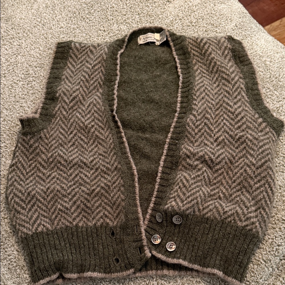 Vintage Women's Green Chevron Vest